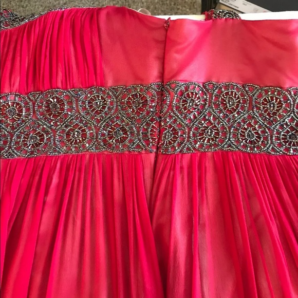 Adrianna Papell Cocktail Red Silk Dress Sz 6 - Picture 7 of 8